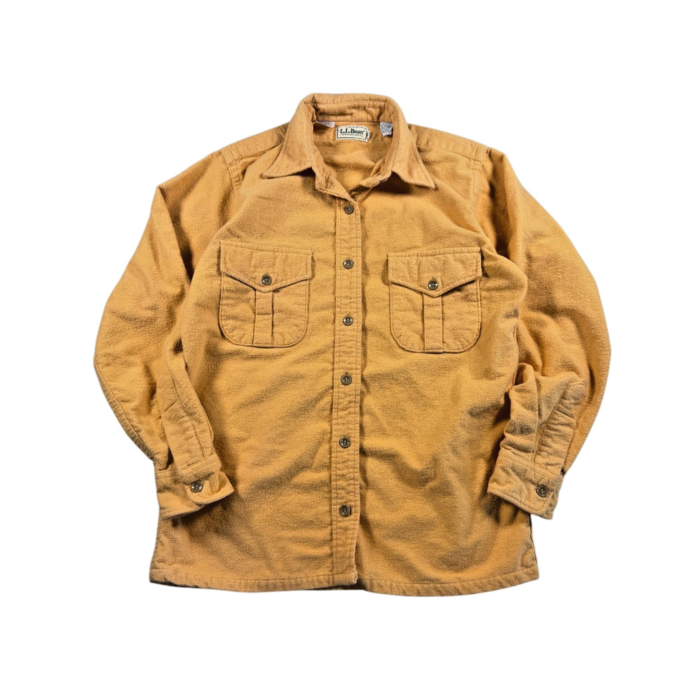 Vintage L.L.Bean Youth 14 Chamois Cloth Shirt Mustard Yellow Button-Up